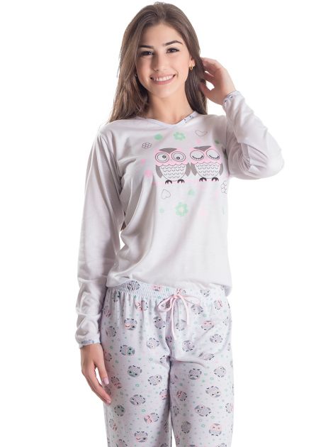 Pijama Feminino Longo Corujinhas
