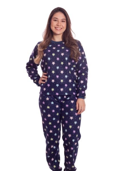 Pijama Feminino Longo Soft Plush Estampas Variadas Lali Na Amora Doce 