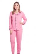 Pijama Feminino Plus Size Longo Aberto Malha Poliviscose Colorida Glam