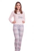 Pijama Feminino Plus Size Longo Malha Estampa Unica Paris