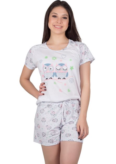 Pijama Feminino Plus Size Malha Corujinha