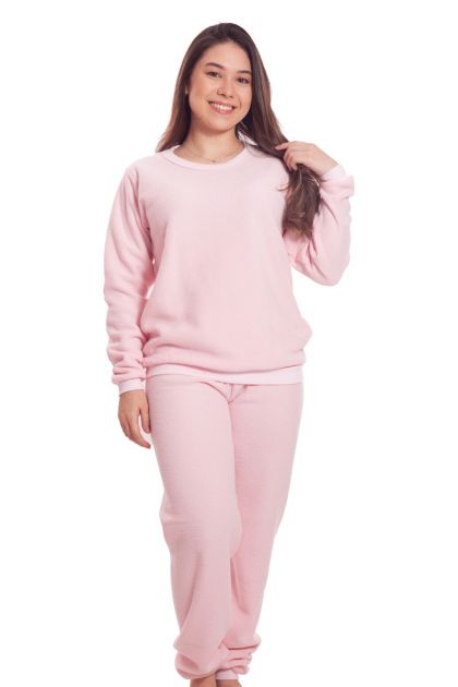 Pijama Feminino Plush Boucle Liso Colors