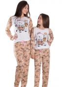 Pijama Infantil Feminino Longo com Manga e Calça Estampa Única Cachorrinho