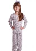 Pijama Infantil Feminino Longo Mãe e Filha Estampa Corações