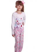 Pijama Infantil Feminino Longo Malha Estampada Colorida Gotinhas