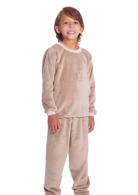 Pijama Infantil Masculino Longo Pai e Filho Blusa e Calça Plush Colorido