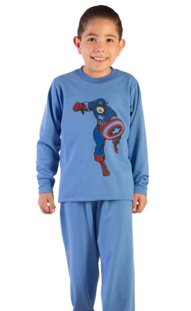 Pijama Menino Flanelado Escudo Capitão América