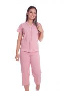 Pijama Plus Size Feminino Aberto Algodão Liso Colorido Angelica