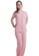 Pijama Plus Size Feminino Aberto Malha Lisa Calça Capri Tallita