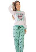 Pijama Plus Size Feminino Flanelado kitty Girl
