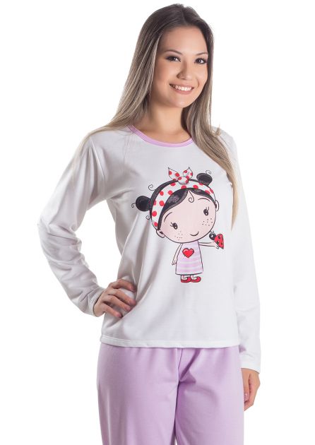 Pijama Plus Size Feminino Flanelado Longo Lindinha