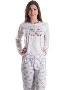 Pijama Plus Size Feminino Longo Corujinhas