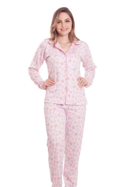Pijama Plus Size Feminino Longo Flanelado Aberto Estampas Variadas