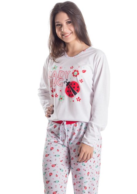 Pijama Plus Size Feminino Longo Lady Bug