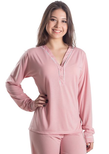 Pijama Plus Size Feminino Longo Sara