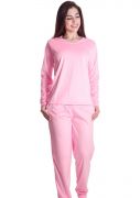 Pijama Plus Size Feminino Mãe e Filha Longo Veludo Liso Colorido