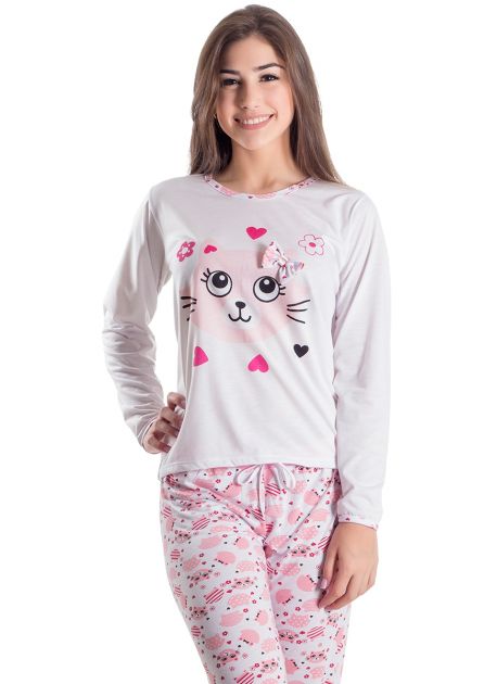 Pijama Plus Size Longo Miau