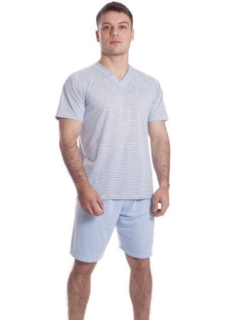 Pijama Plus Size Masculino Curto Malha Poliviscose Blusa Listrada Vitório